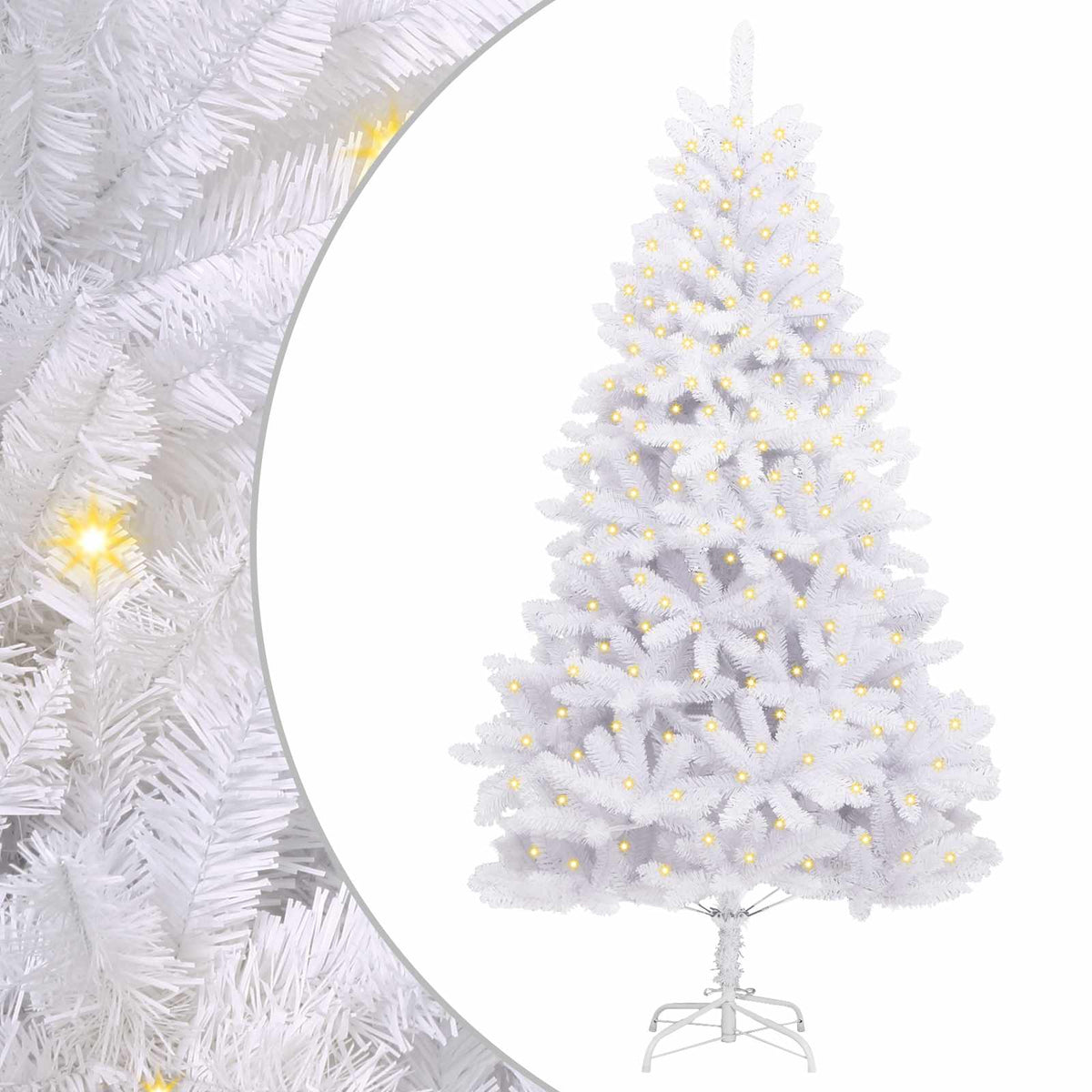 Künstlicher Weihnachtsbaum 300 LEDs PVC und Stahl Weiß
