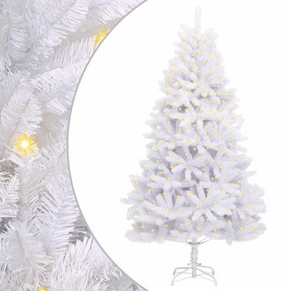 Künstlicher Weihnachtsbaum 300 LEDs PVC und Stahl Weiß