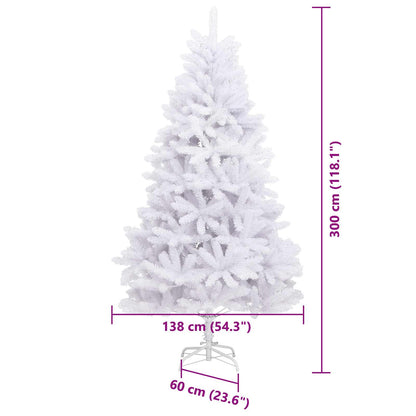 Künstlicher Weihnachtsbaum 300 LEDs PVC und Stahl Weiß