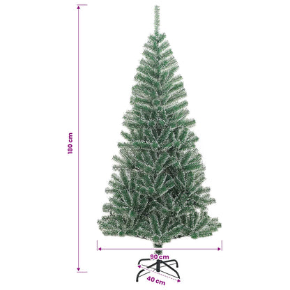 Künstlicher Weihnachtsbaum 300 LEDs & Kugeln Beschneit 180 cm