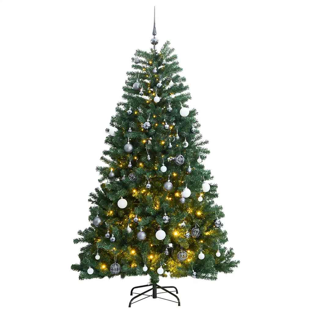 Künstlicher Weihnachtsbaum Klappbar 300 LEDs & Kugeln 210 cm