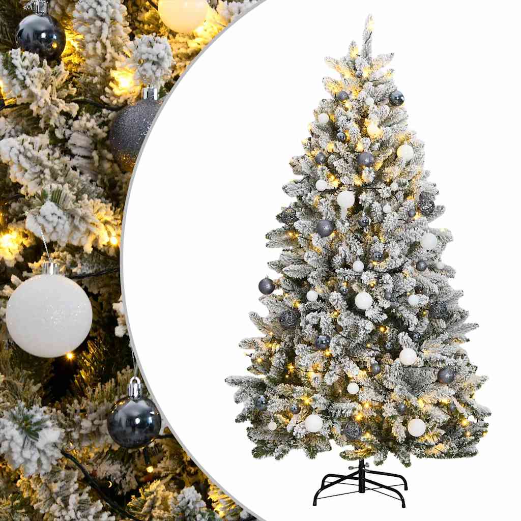 Künstlicher Weihnachtsbaum Klappbar 300 LEDs & Kugeln 180 cm