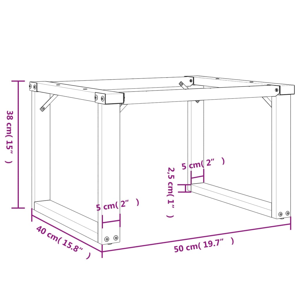 Pieds de table basse O-frame 50x40x38 cm en acier