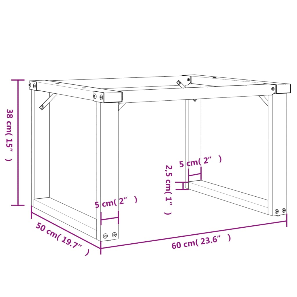 Pieds de table basse O-frame 60x50x38 cm en acier