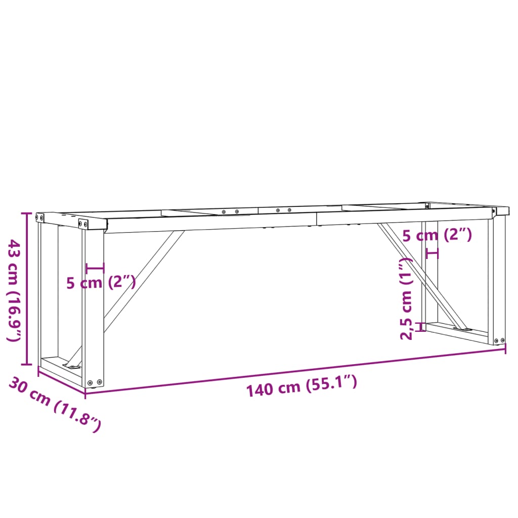 Coffee table frame in O-shape 140x30x43 cm cast iron
