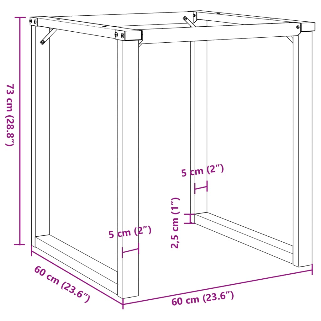 Table à manger en forme de O, structure en acier 60x60x73 cm