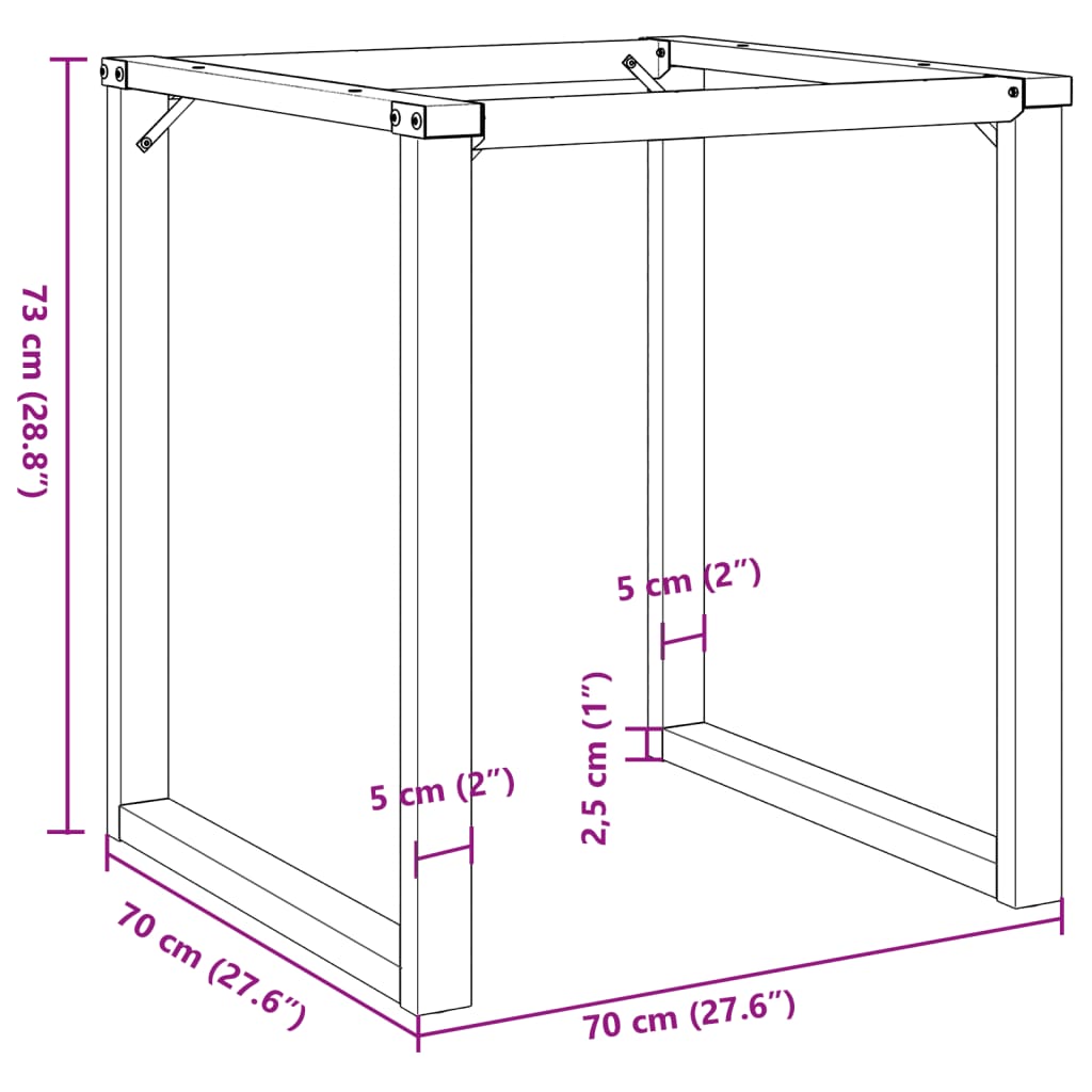 Table à manger en forme de O, structure en acier 70x70x73 cm