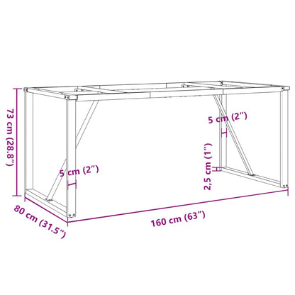 Esstisch-Gestell in O-Form 160x80x73 cm Stahl