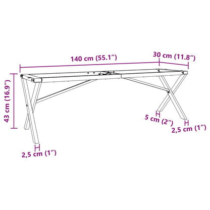 Couchtisch-Gestell in X-Form 140x30x43 cm Stahl