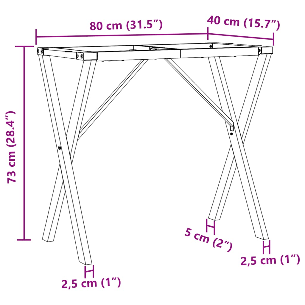 Esstisch-Gestell in X-Form 80x40x73 cm Gusseisen