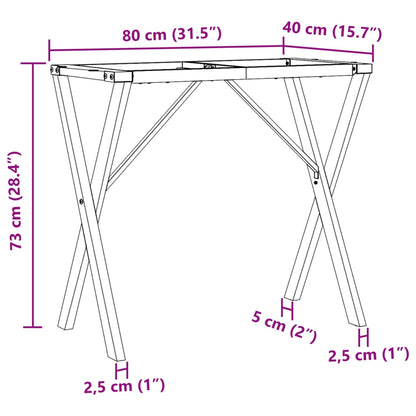 Esstisch-Gestell in X-Form 80x40x73 cm Stahl