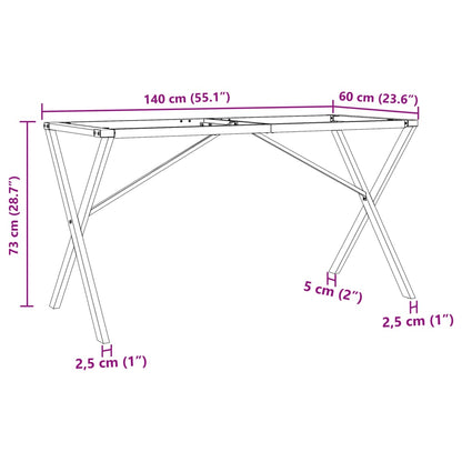 Esstisch-Gestell in X-Form 140x60x73 cm Stahl