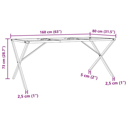 Esstisch-Gestell in X-Form 160x80x73 cm Stahl