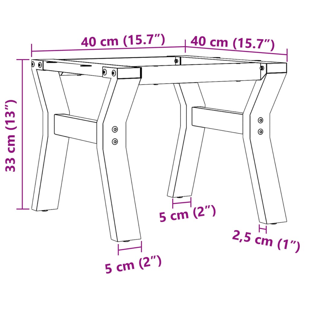 Couchtisch-Gestell in Y-Form 40x40x33 cm Stahl