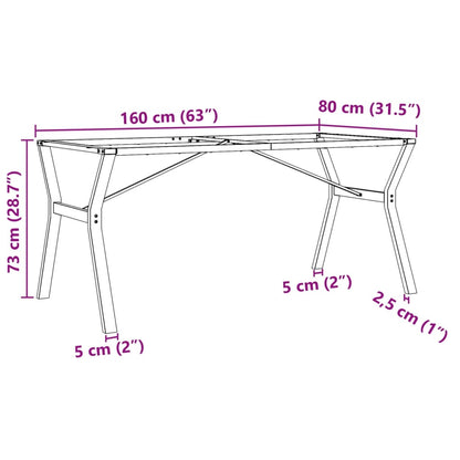 Esstisch-Gestell in Y-Form 160x80x73 cm Stahl