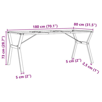 Esstisch-Gestell in Y-Form 180x80x73 cm Stahl