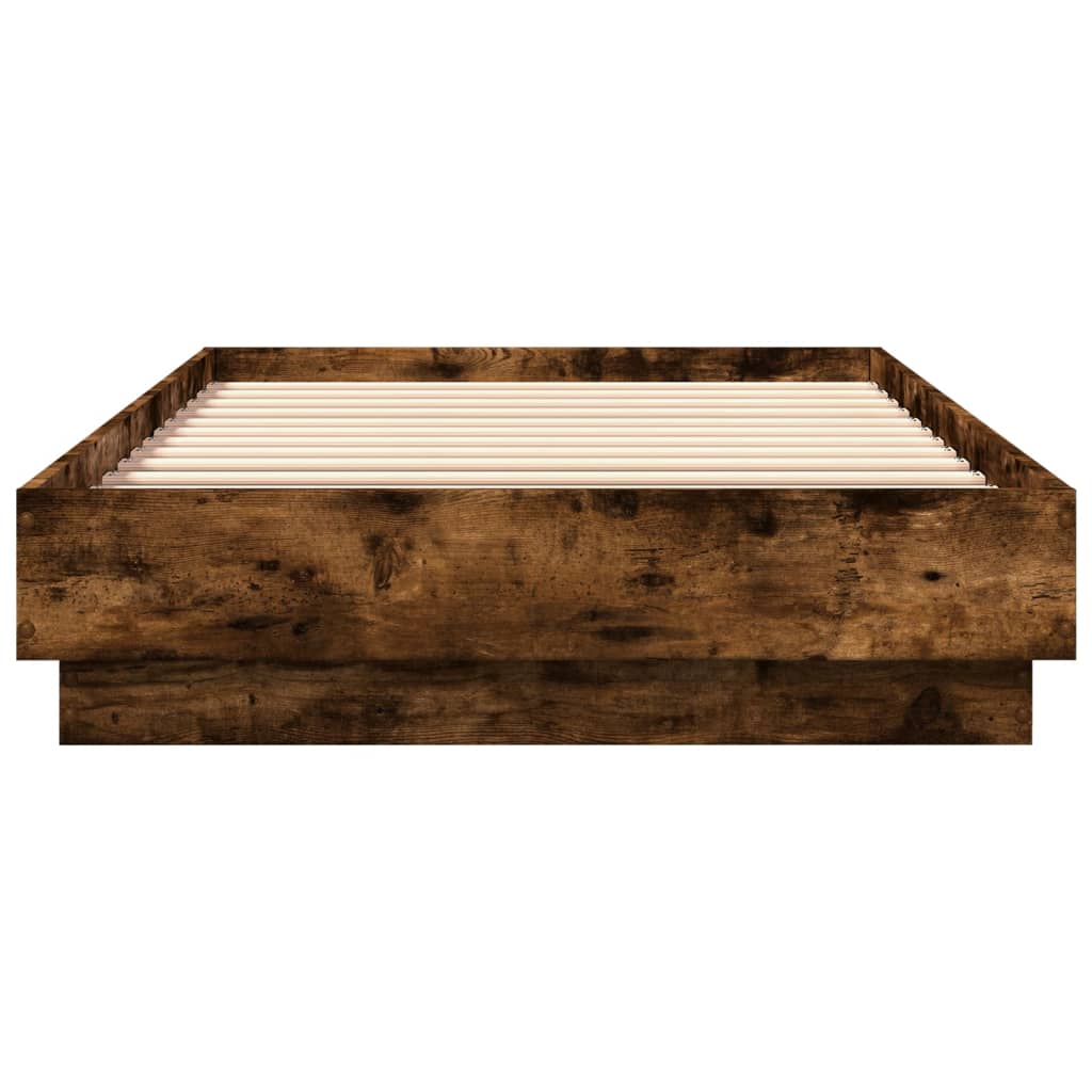 Bed frame with LED smoked oak 100x200 cm