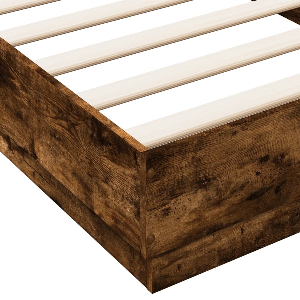 Bed frame with LED smoked oak 100x200 cm
