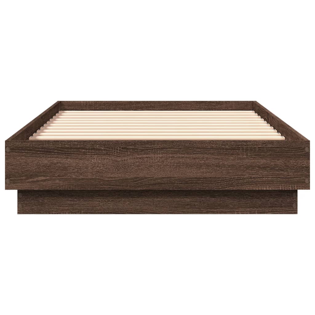 Cadre de lit avec LED aspect chêne marron 90x190 cm