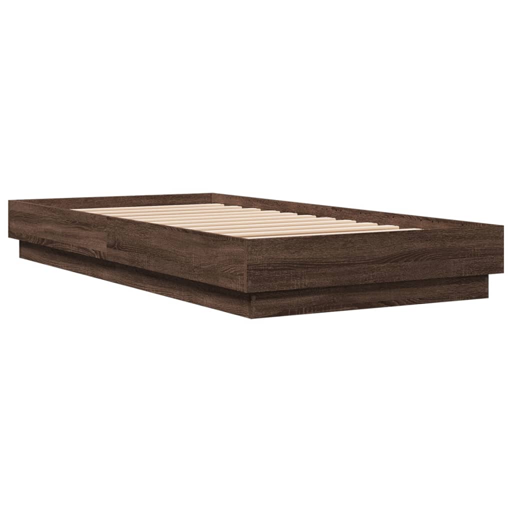 Cadre de lit avec LED aspect chêne marron 90x190 cm
