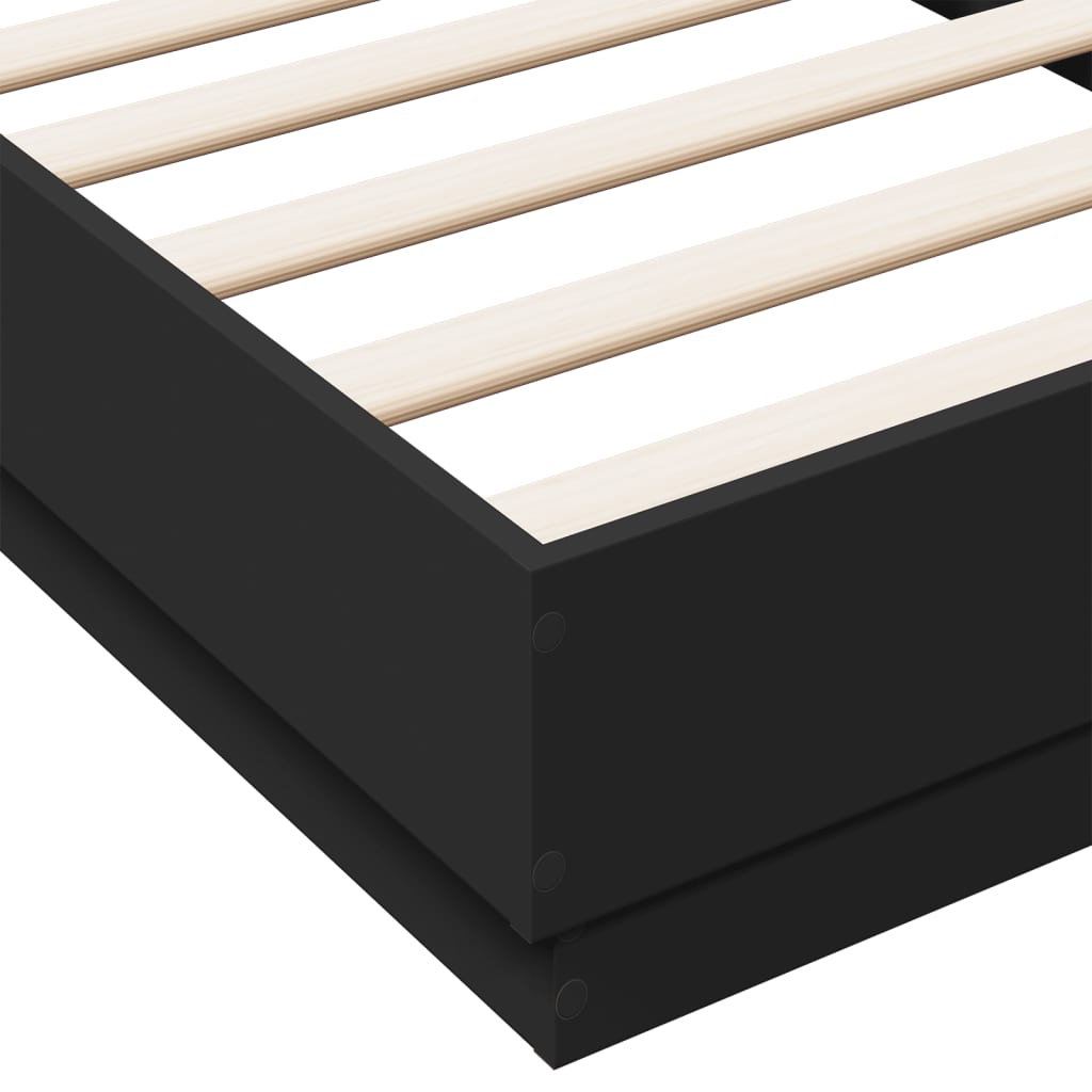 Bed frame with LED Black 75x190 cm