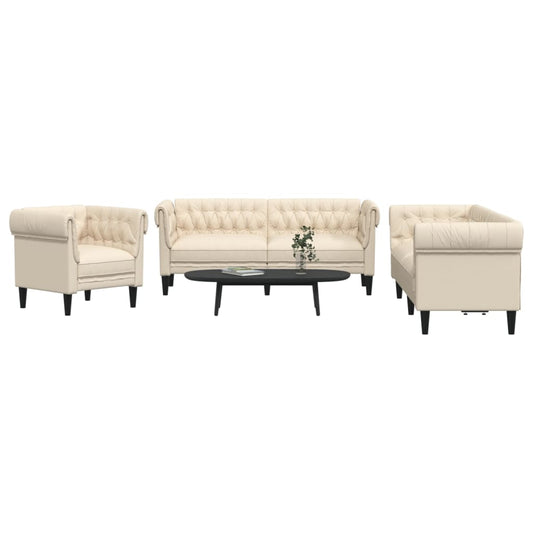 3-tlg. Sofagarnitur Creme Stoff