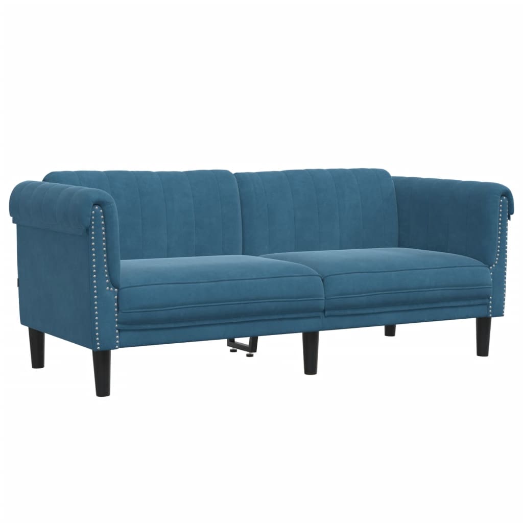 2-piece sofa set blue velvet