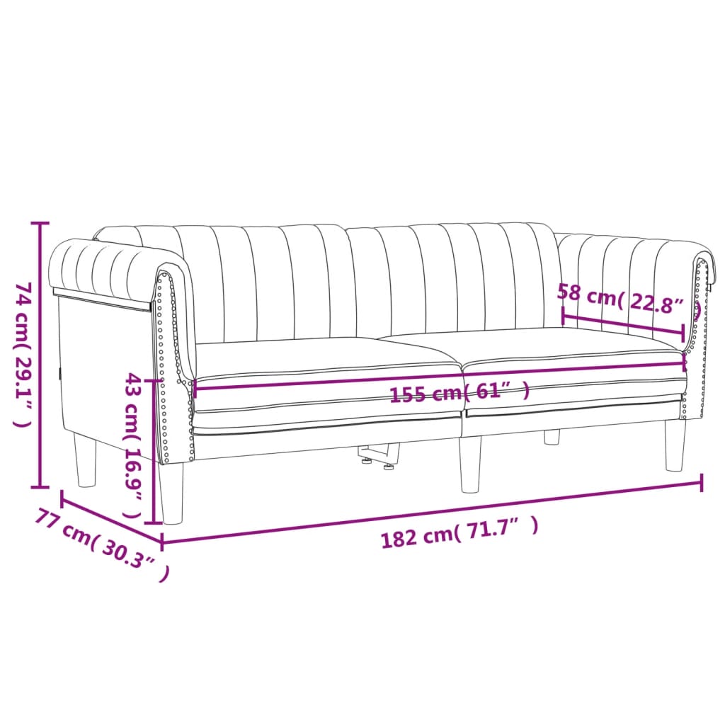 2-piece sofa set blue velvet