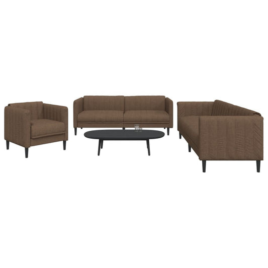 Ensemble de canapé 3 pièces en tissu marron