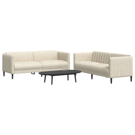 2-tlg. Sofagarnitur Creme Stoff