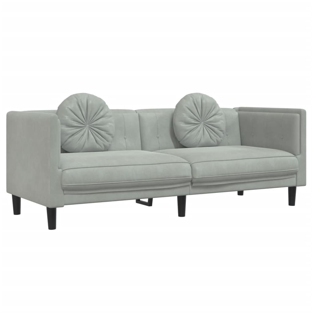 2-piece sofa set with cushions light grey velvet