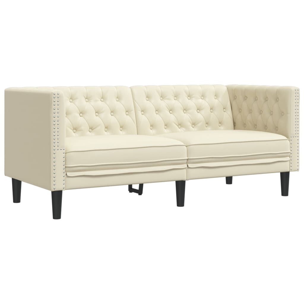 Ensemble de canapés Chesterfield 2 pièces en similicuir crème