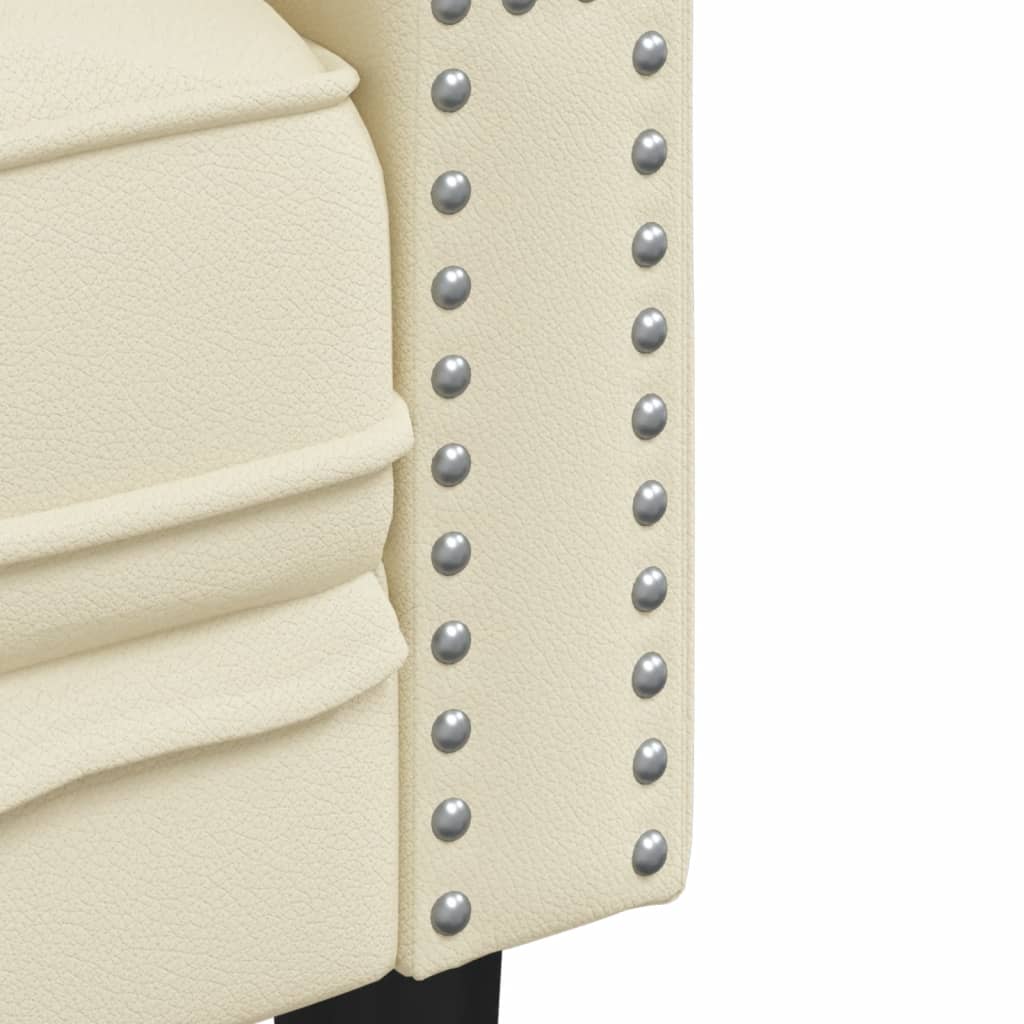 Ensemble de canapés Chesterfield 2 pièces en similicuir crème