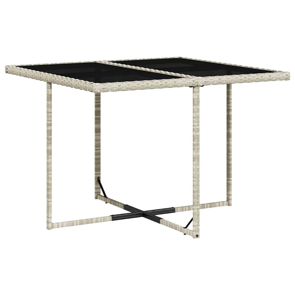 5-tlg. Garten-Essgruppe mit Kissen Hellgrau Poly Rattan