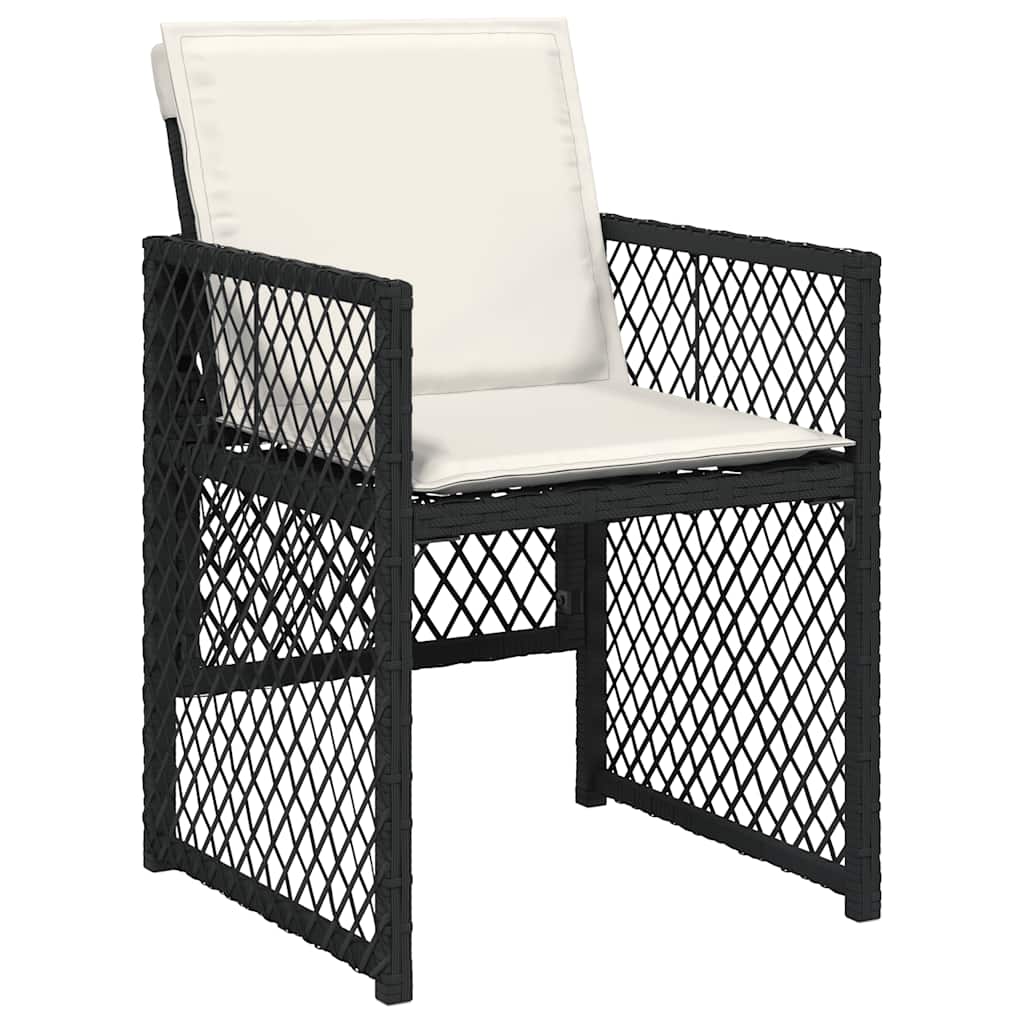 13-tlg. Garten-Essgruppe mit Kissen Schwarz Poly Rattan