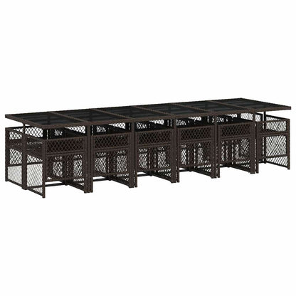 13-tlg. Garten-Essgruppe mit Kissen Braun Poly Rattan