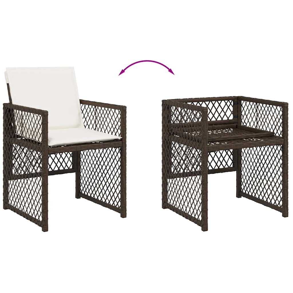 13-tlg. Garten-Essgruppe mit Kissen Braun Poly Rattan