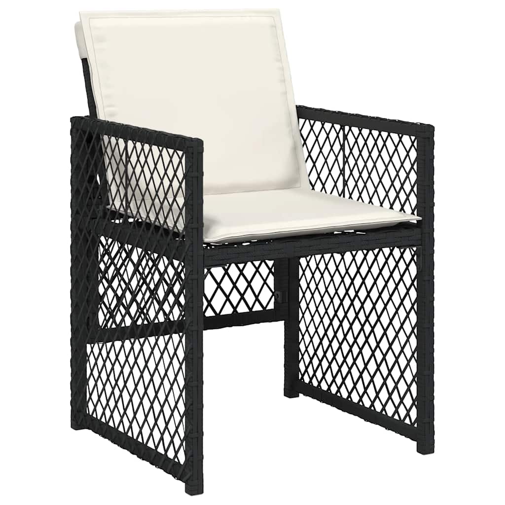 13-tlg. Garten-Essgruppe mit Kissen Schwarz Poly Rattan