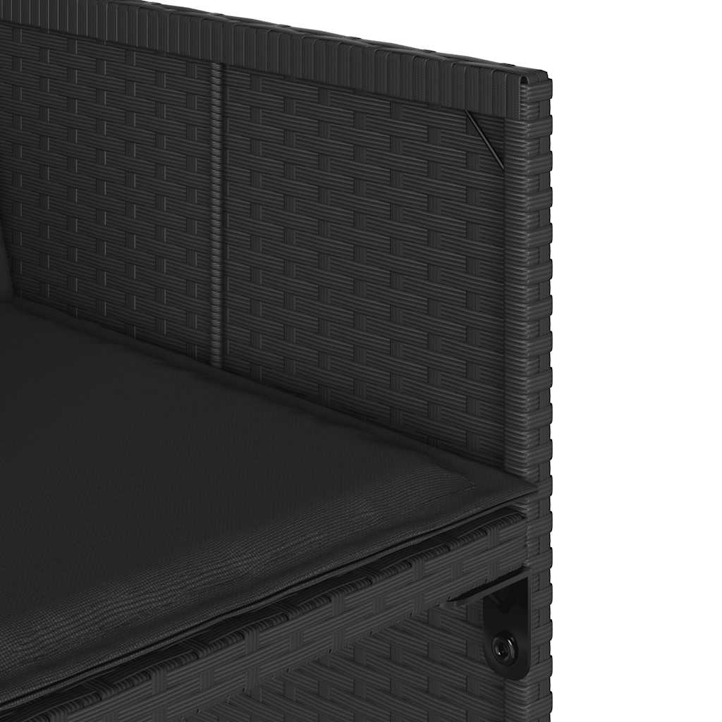 7-tlg. Garten-Essgruppe mit Kissen Schwarz Poly Rattan
