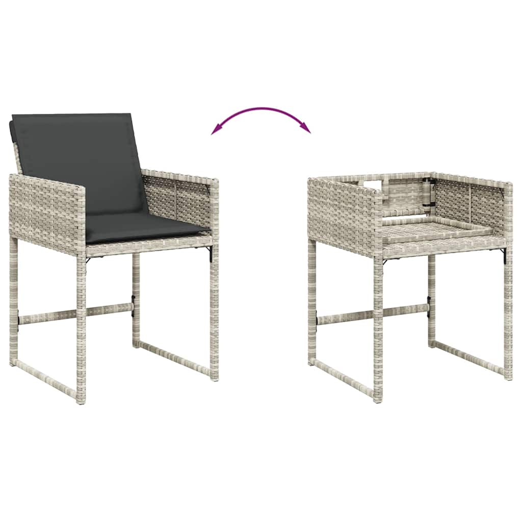 9-tlg. Garten-Essgruppe mit Kissen Hellgrau Poly Rattan