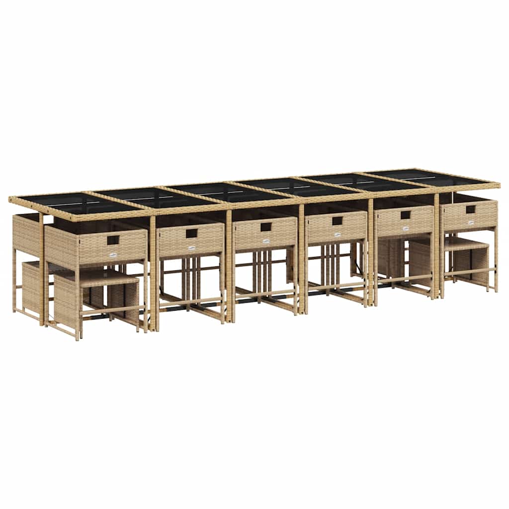 17-tlg. Garten-Essgruppe mit Kissen Beige Poly Rattan