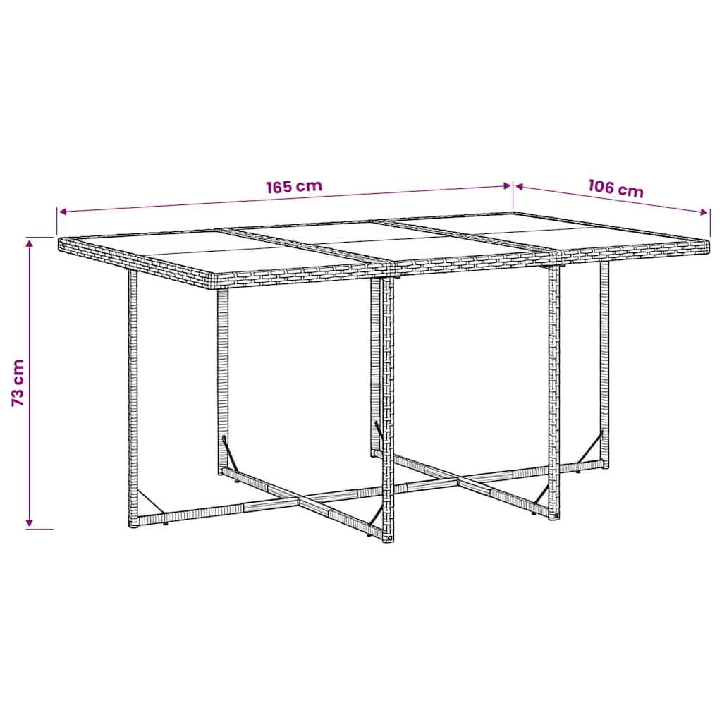 7-tlg. Garten-Essgruppe mit Kissen Grau Poly Rattan