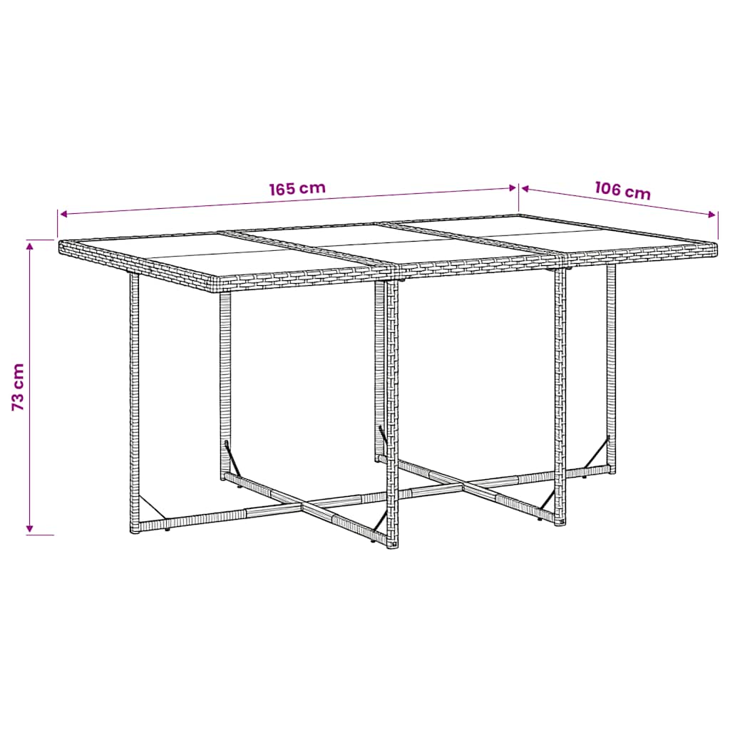 7-tlg. Garten-Essgruppe mit Kissen Grau Poly Rattan