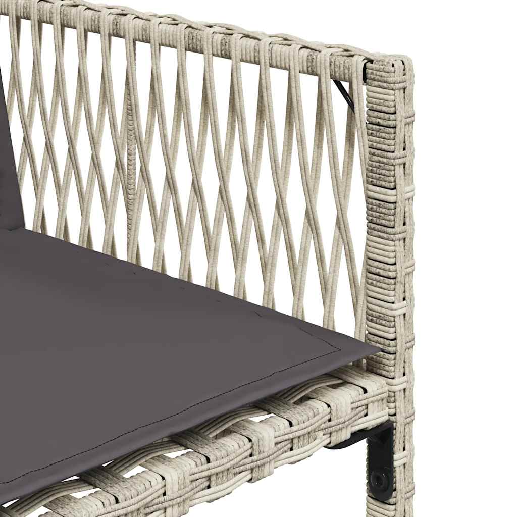 7-tlg. Garten-Essgruppe mit Kissen Hellgrau Poly Rattan