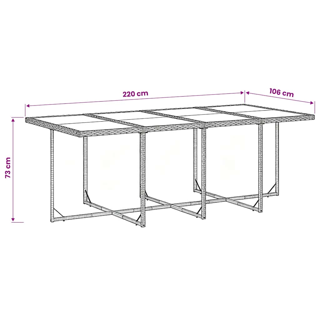9-tlg. Garten-Essgruppe mit Kissen Grau Poly Rattan