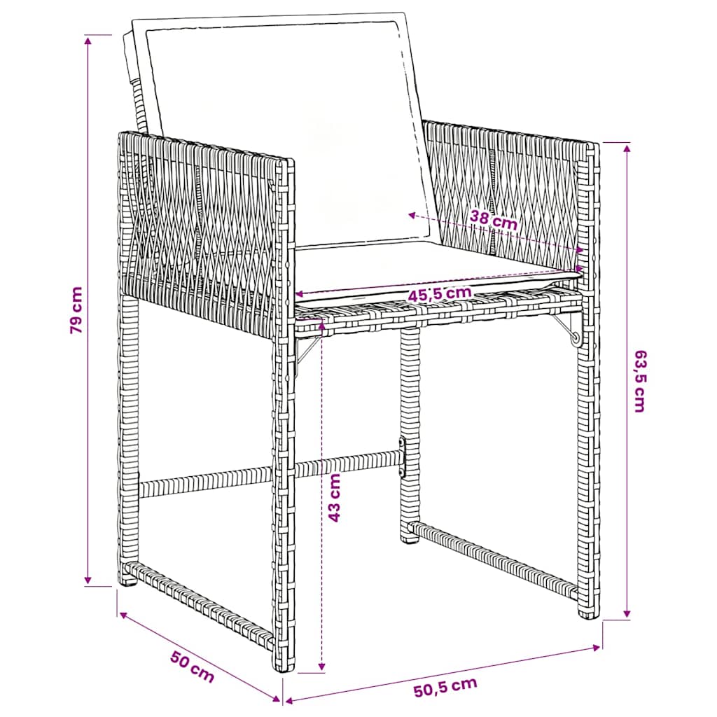 9-tlg. Garten-Essgruppe mit Kissen Grau Poly Rattan