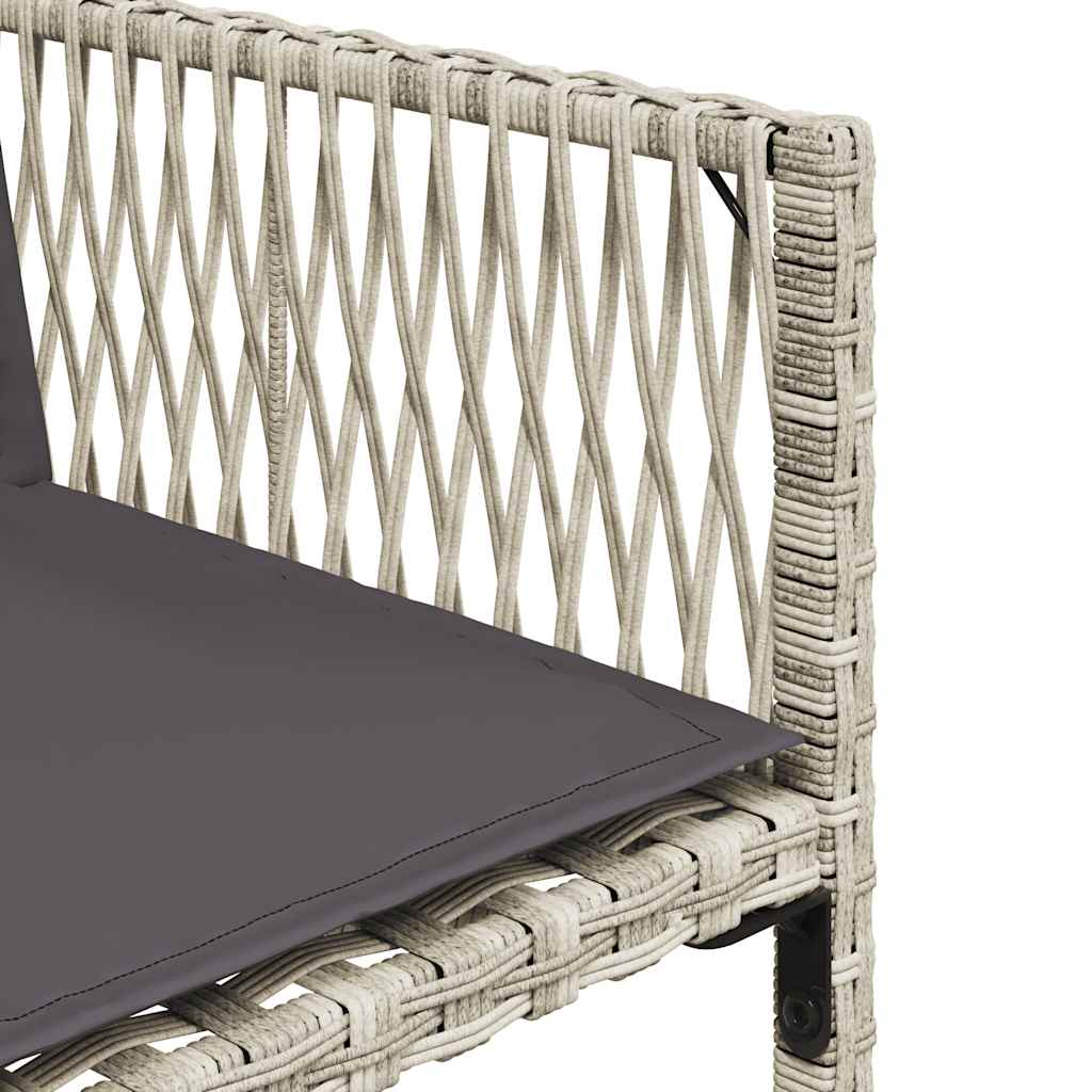 11-tlg. Garten-Essgruppe mit Kissen Hellgrau Poly Rattan