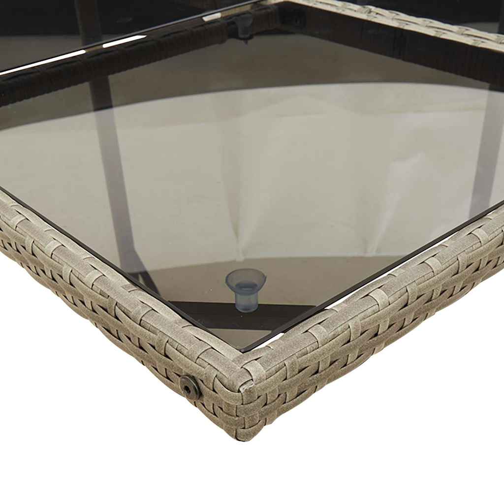 13-tlg. Garten-Essgruppe mit Kissen Grau Poly Rattan