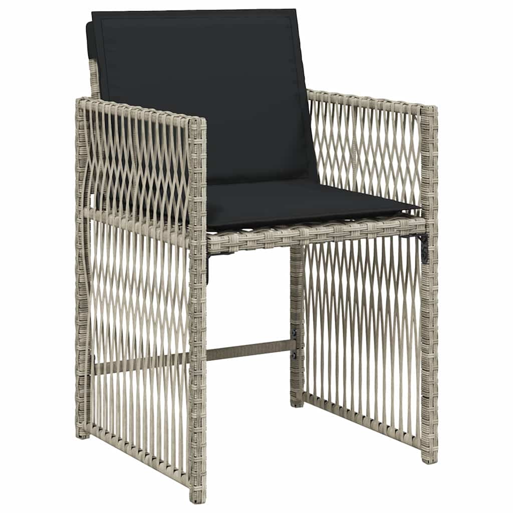 9-tlg. Garten-Essgruppe mit Kissen Hellgrau Poly Rattan