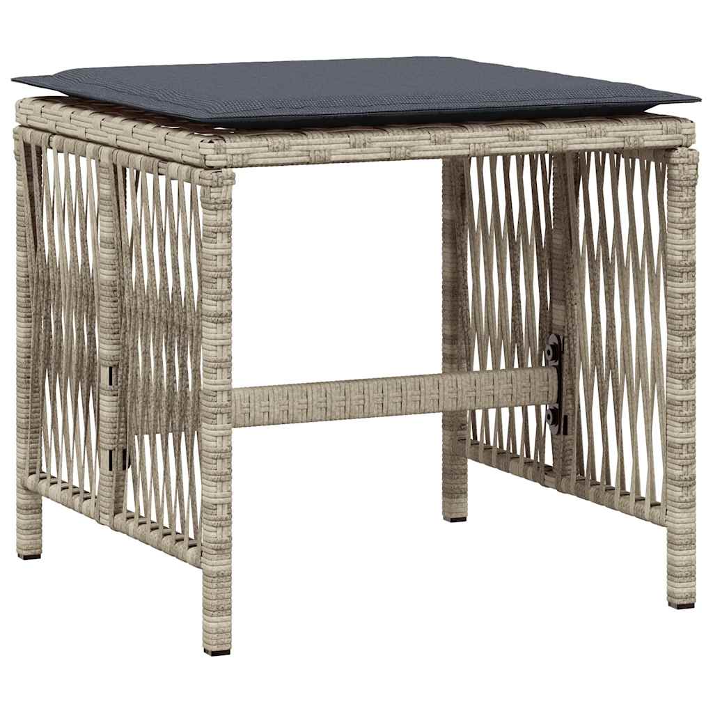 11-tlg. Garten-Essgruppe mit Kissen Hellgrau Poly Rattan